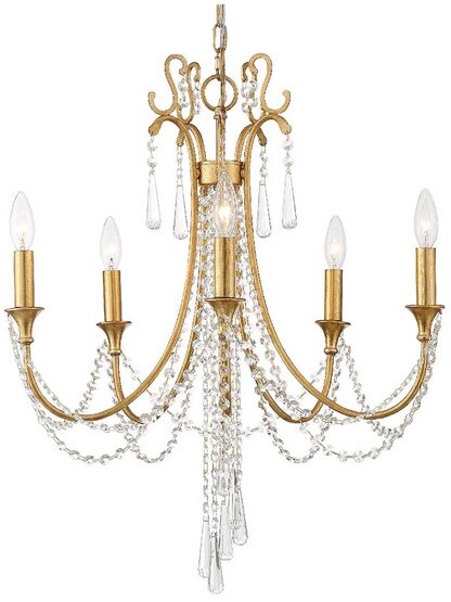 Arcadia 5 Light Chandelier in Antique Gold.